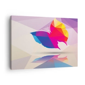 Obraz na plátne - Geometrická silueta motýľa v žiarivých farbách - 70x50cm - Motýlia dúha - Moderná nástenná dekorácia do obývacej izby a spálne ARTTOR