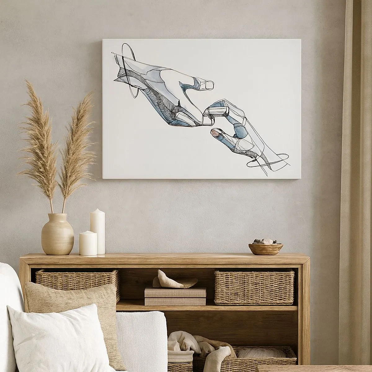 Obraz na plátne - Umelecké znázornenie ruky v minimalistickej a geometrickej forme - 70x50cm - Dobré gesto - Moderná nástenná dekorácia do obývacej izby a spálne ARTTOR