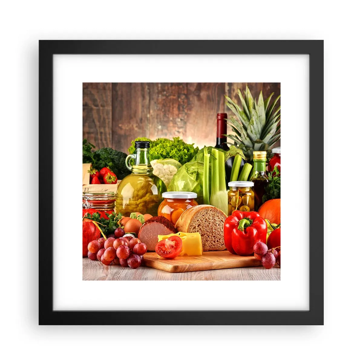Plagát v čiernom ráme - Údené, pečené, marinované - 30x30 cm
