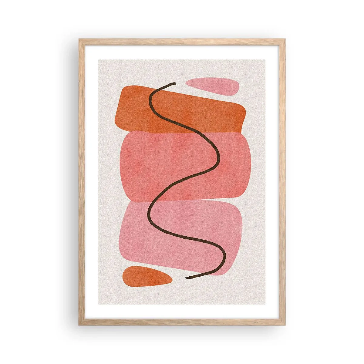 Plagát v ráme zo svetlého duba - Jemný pohyb foriem - 50x70 cm