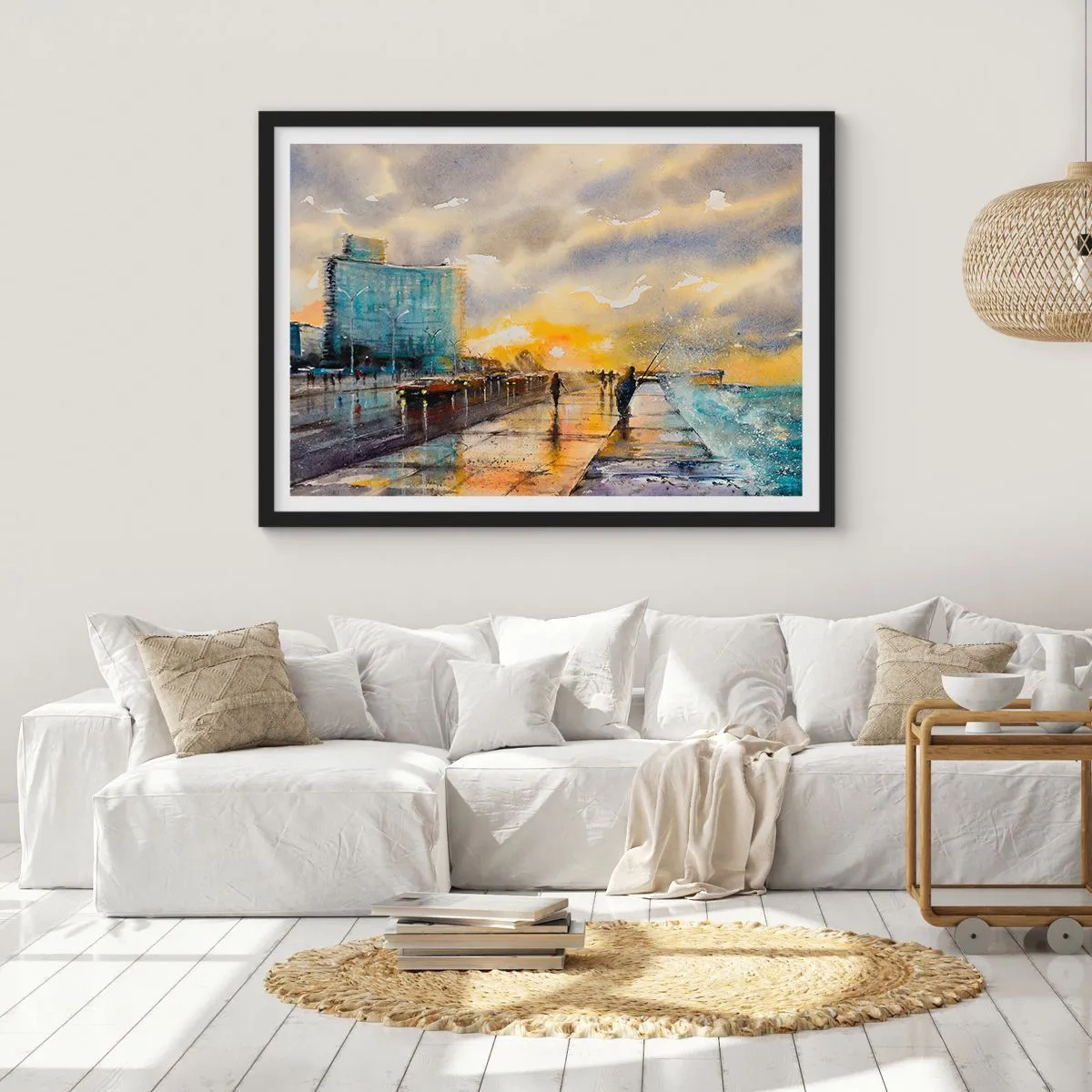 Plagát v čiernom ráme - Život na pobreží - 70x50 cm