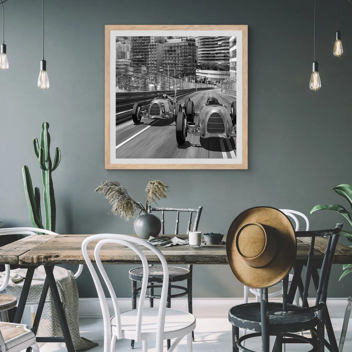 Plagát v ráme zo svetlého duba - Kedysi dávno v Monte Carle - 30x30 cm