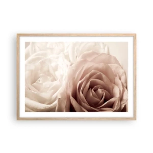 Plagát v ráme zo svetlého duba - V srdci ruže - 70x50 cm