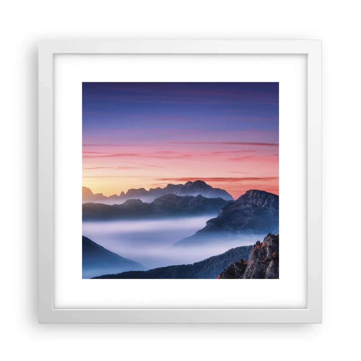 Plagát v bielom ráme - Nad údoliami - 30x30 cm