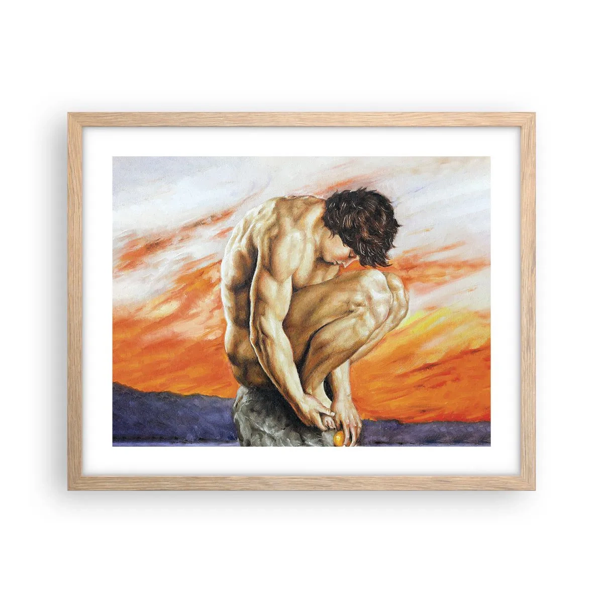 Plagát v ráme zo svetlého duba - Ponorený do seba - 50x40 cm