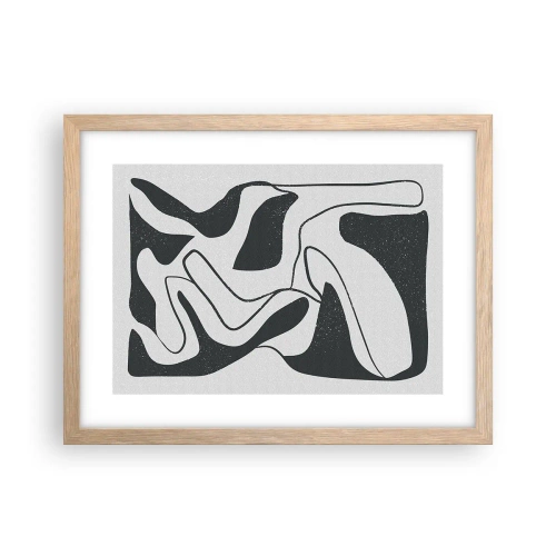 Plagát v ráme zo svetlého duba - Abstraktná hra v labyrinte - 40x30 cm