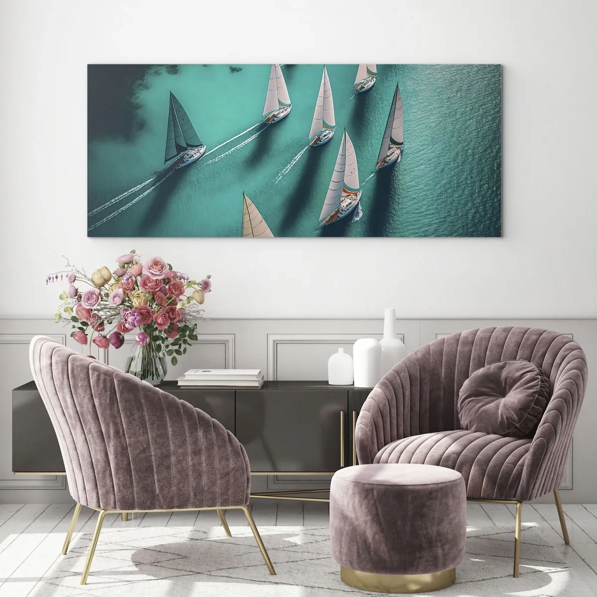 Obraz na skle - Zápasenie s vetrom - 140x50 cm