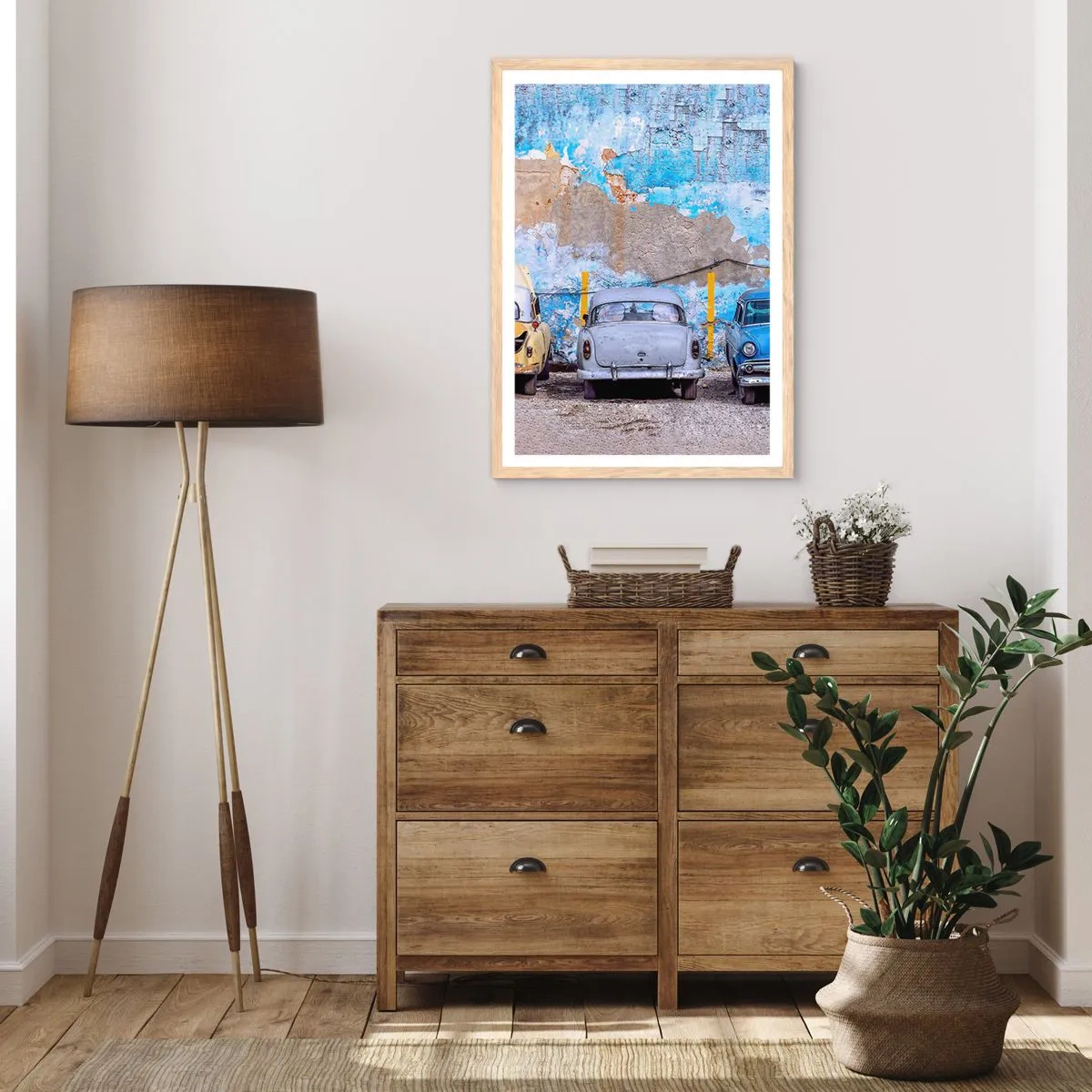 Plagát v ráme zo svetlého duba - Stretnutie veteránov - 70x100 cm