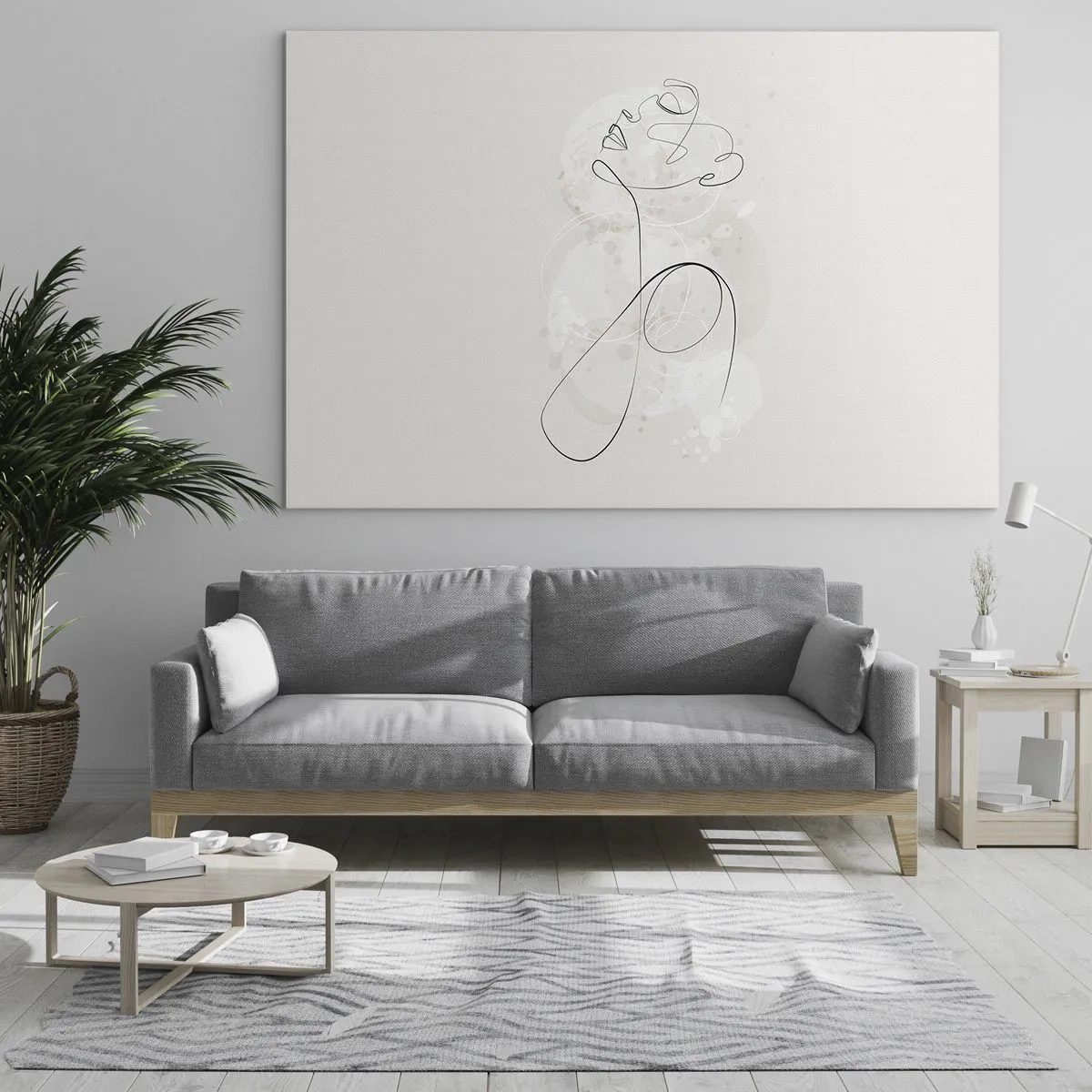 Obraz na skle - Abstraktný portrét v odtieňoch bielej - 70x50cm - Špirála krásy - Moderná nástenná dekorácia do obývacej izby a spálne ARTTOR