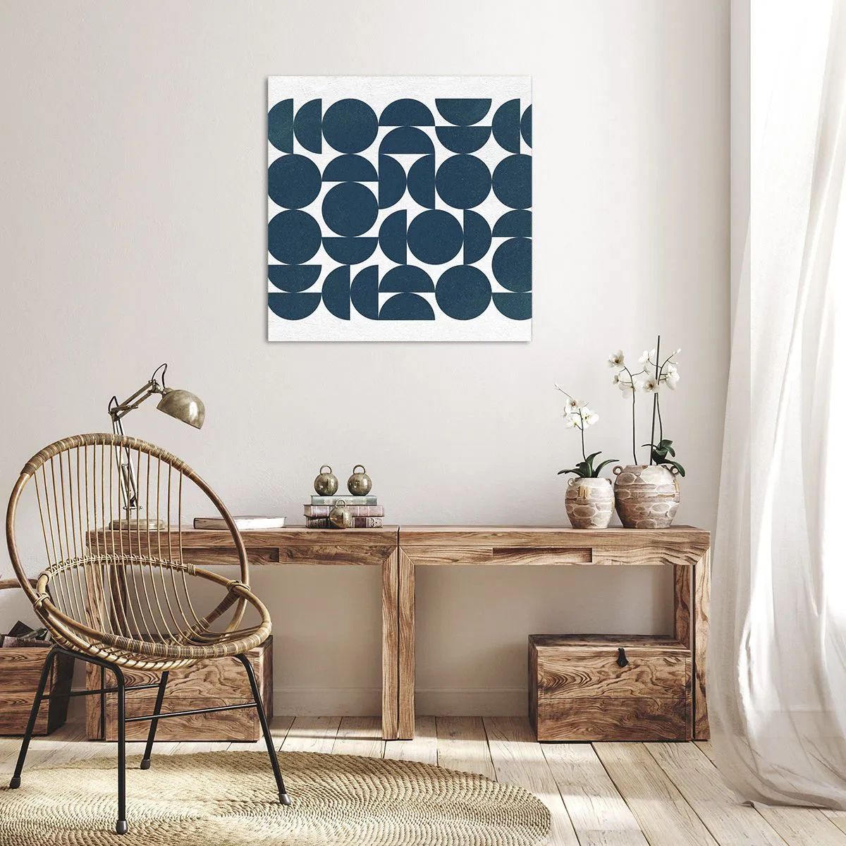 Obraz na plátne - Kruhy a polkruhy - 60x60 cm