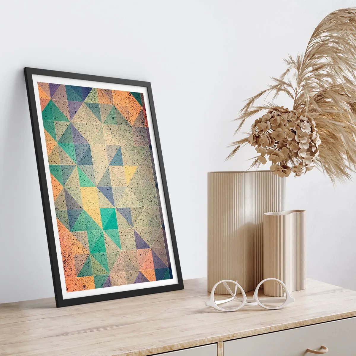 Plagát v čiernom ráme - Republika trojuholníkov - 70x100 cm