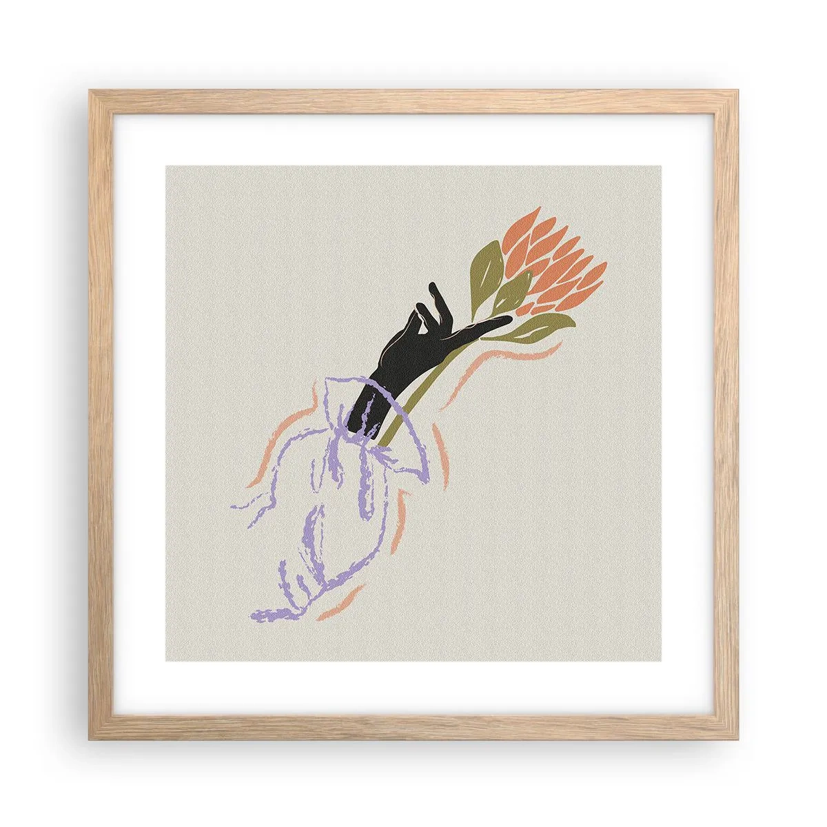 Plagát v ráme zo svetlého duba - Sesterský dotyk - 40x40 cm