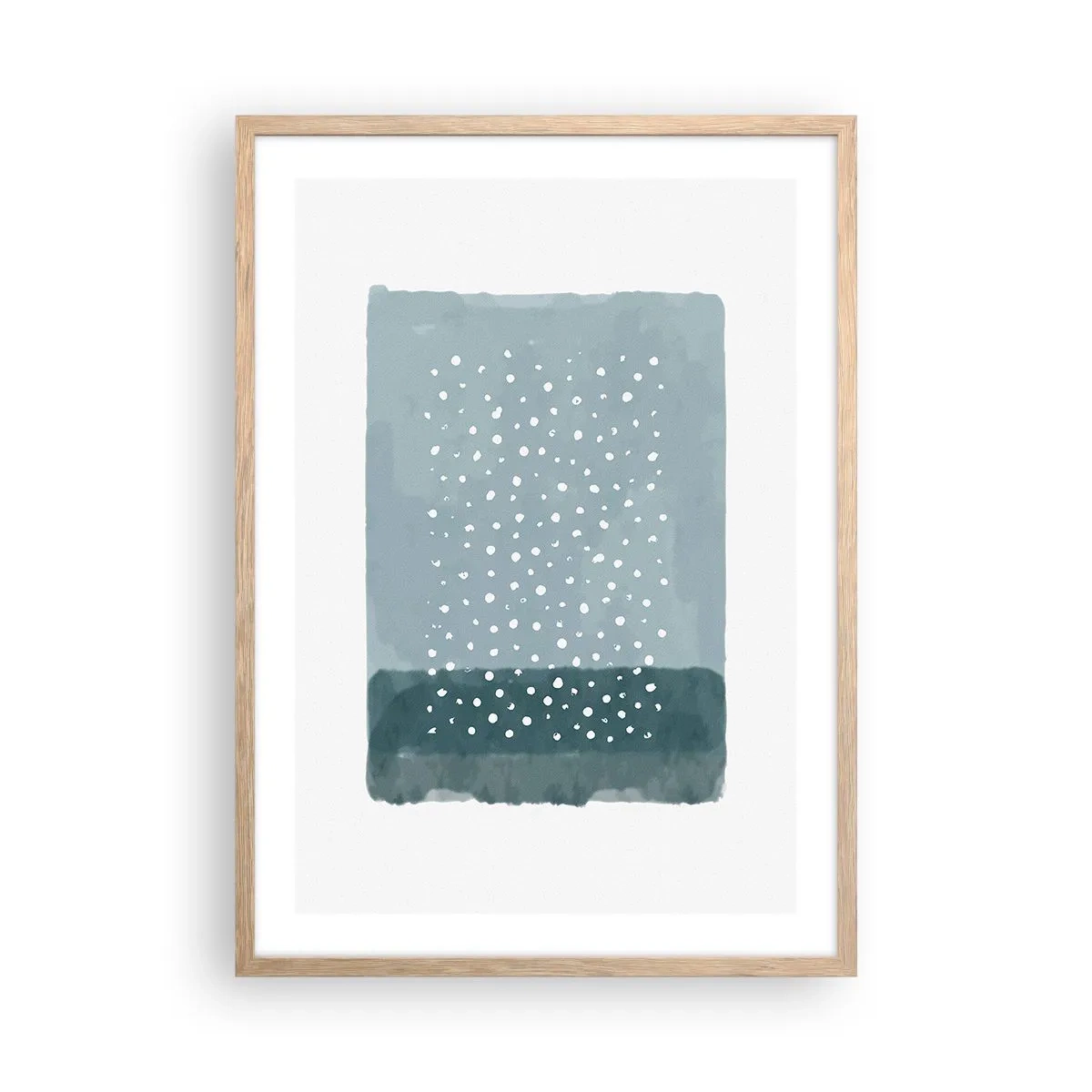 Plagát v ráme zo svetlého duba - Pestované na modrej - 50x70 cm