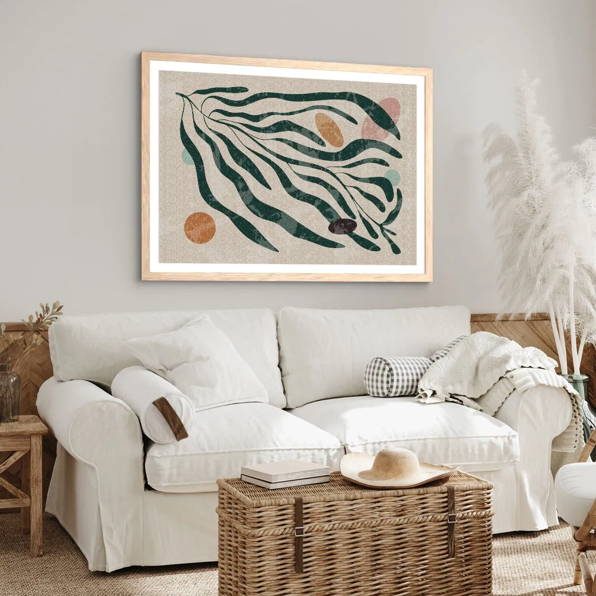 Plagát v ráme zo svetlého duba - Uprostred zelene - 100x70 cm