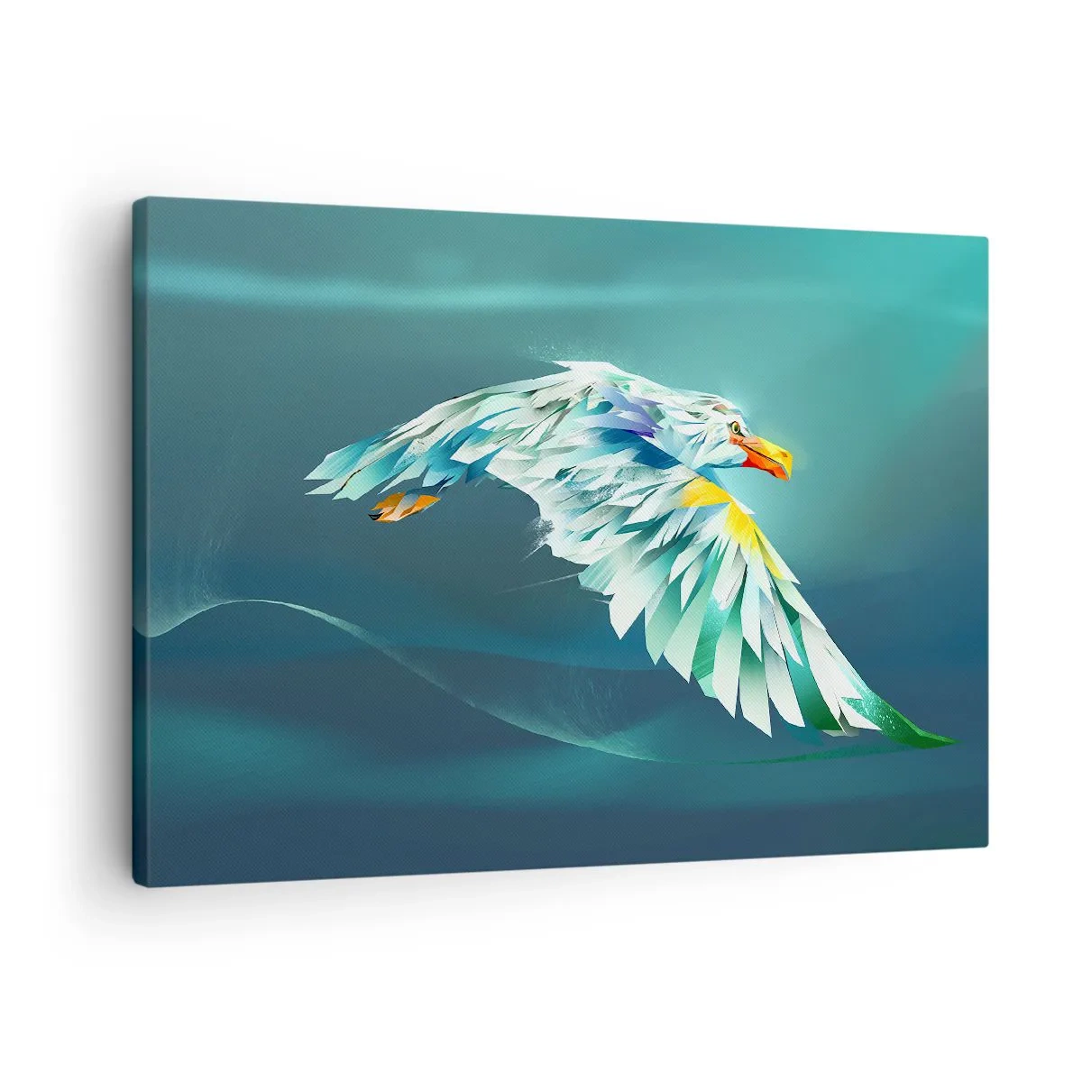 Obraz na plátne - Abstraktný orol za letu proti tyrkysovej oblohe - 70x50cm - Orlia sila tvojich letov - Moderná nástenná dekorácia do obývacej izby a spálne ARTTOR