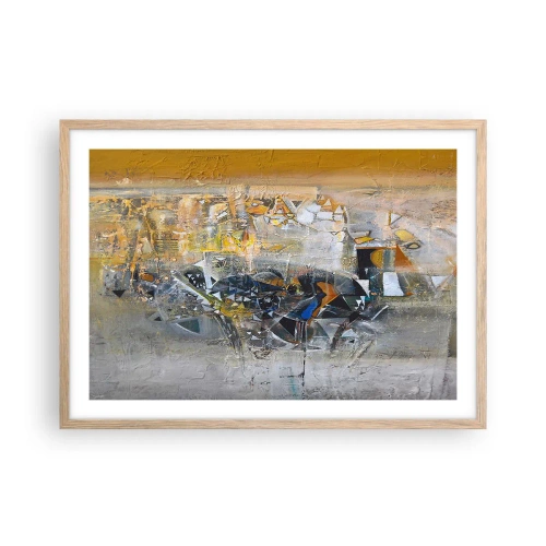 Plagát v ráme zo svetlého duba - Všetko sa podarí - 70x50 cm