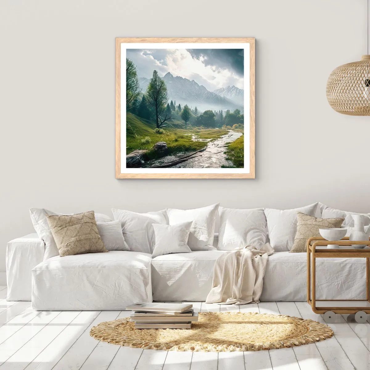 Plagát v ráme zo svetlého duba - Tam a späť - 30x30 cm