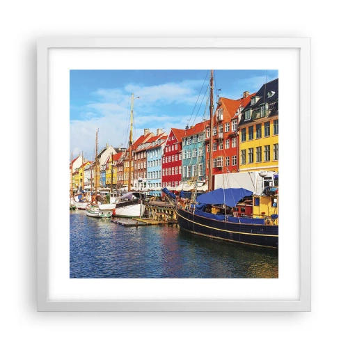 Plagát v bielom ráme - Radostné nábrežie - 40x40 cm
