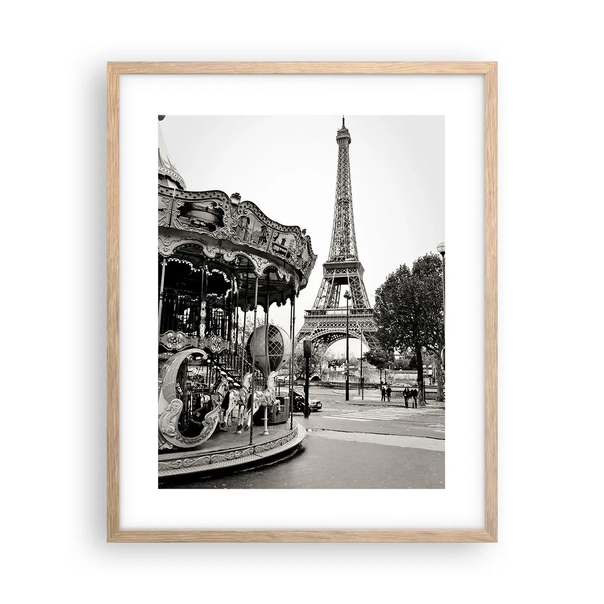 Plagát v ráme zo svetlého duba - Ak zábava, tak len v Paríži - 40x50 cm