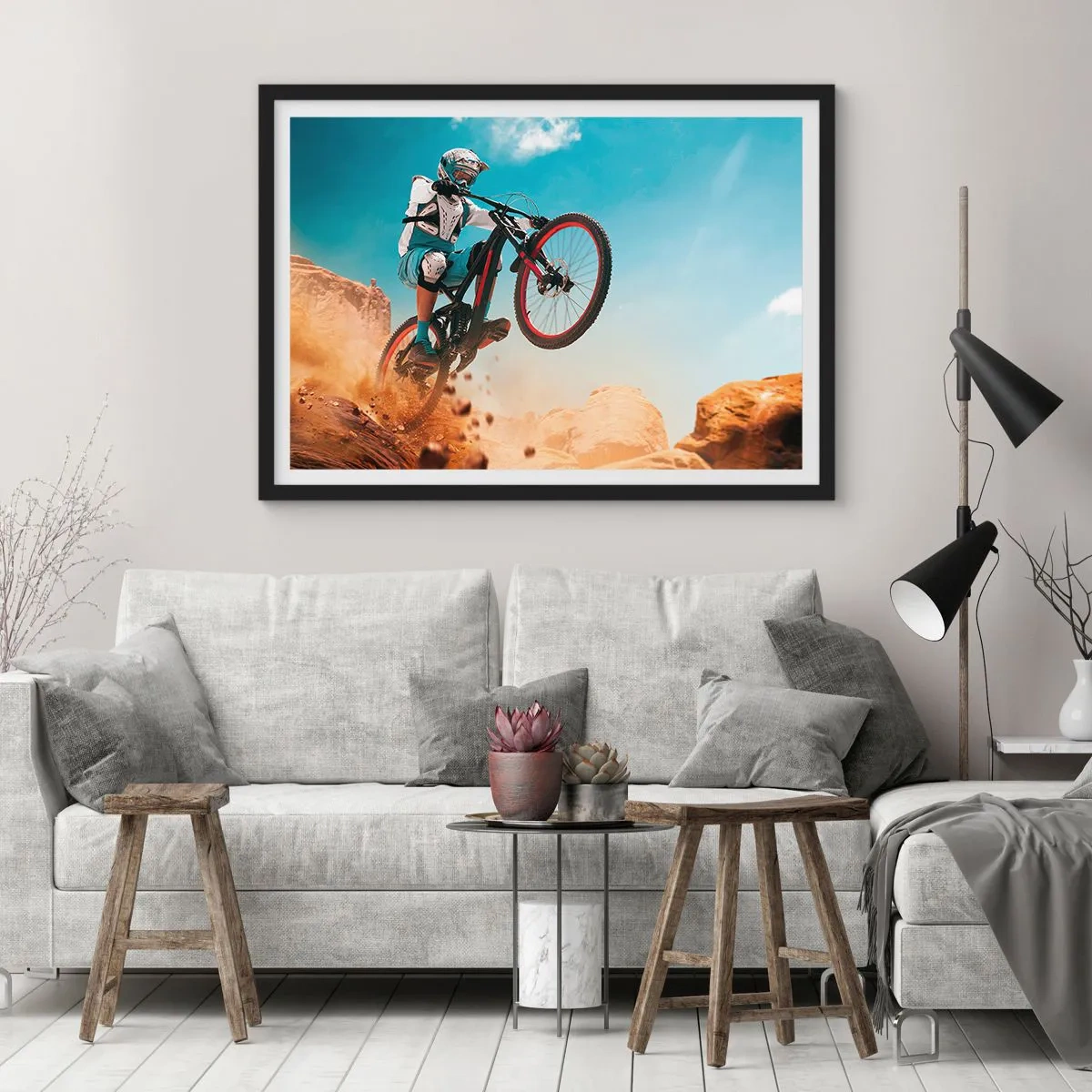 Plagát v čiernom ráme - Cyklistický démon šialenstva - 70x50 cm