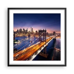 Plagát v čiernom ráme - Žiariaci most do srdca mesta - 50x50 cm