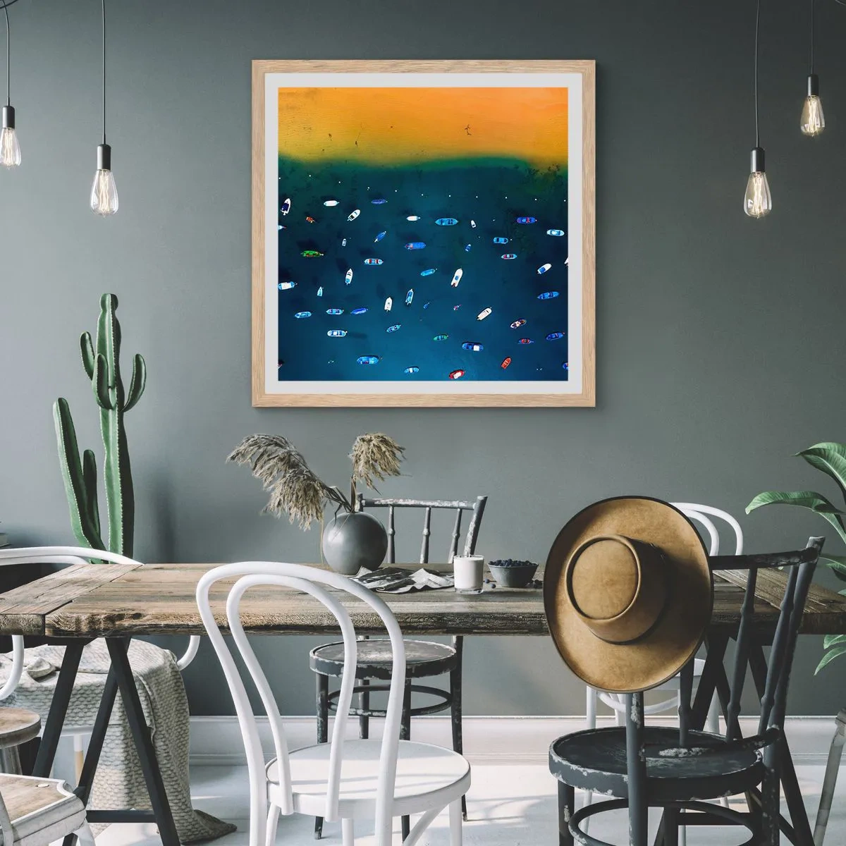 Plagát v ráme zo svetlého duba - Prázdninová hra - 60x60 cm