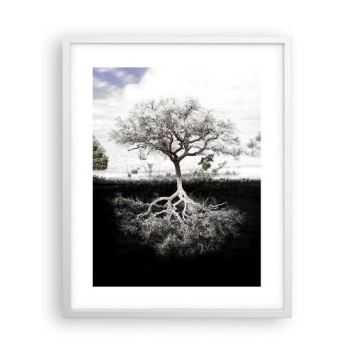 Plagát v bielom ráme - Objavenie podstaty sveta - 40x50 cm