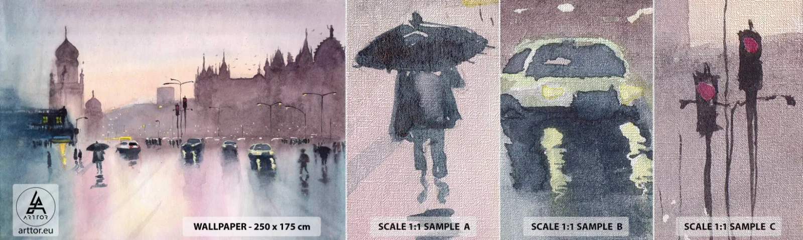 Vzorka fototapety Premium Canvas - V daždivom opare - Mesto, Architektúra, Pamiatky - 100x30 cm