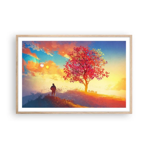 Plagát v ráme zo svetlého duba - Pútnik pri cieli - 91x61 cm