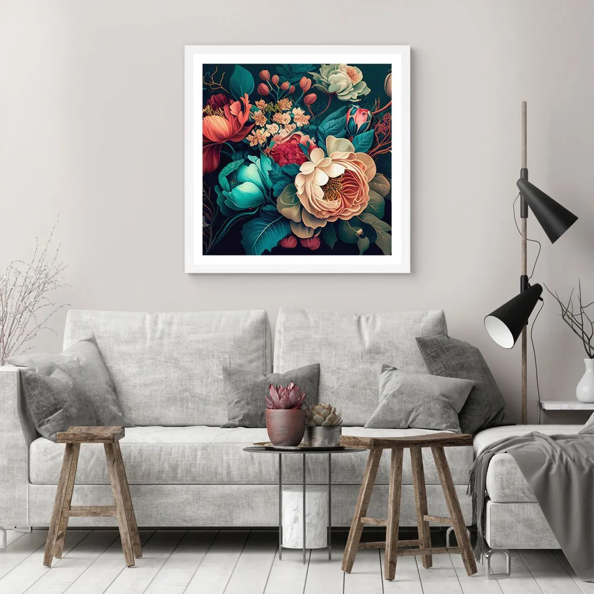 Plagát v bielom ráme - Pôvab 19. storočia - 50x50 cm