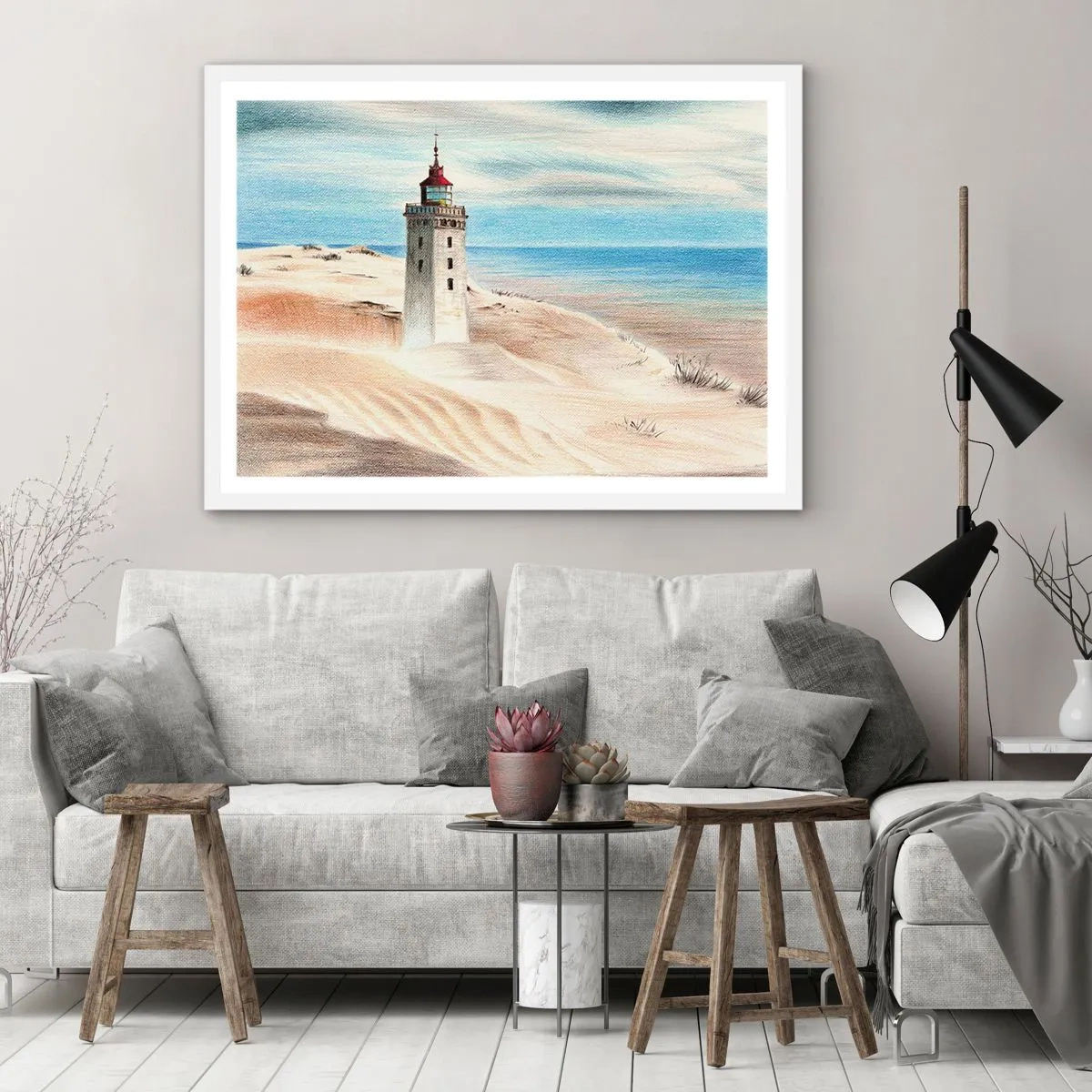 Plagát v bielom ráme - Vždy hľadí na more - 100x70 cm