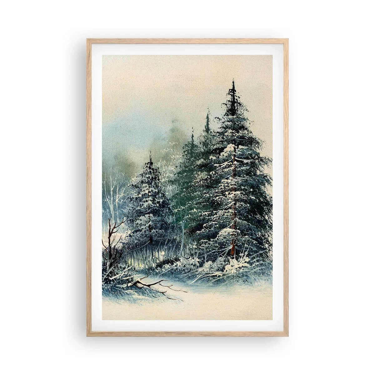 Plagát v ráme zo svetlého duba - Pripravenie na Vianoce - 61x91 cm