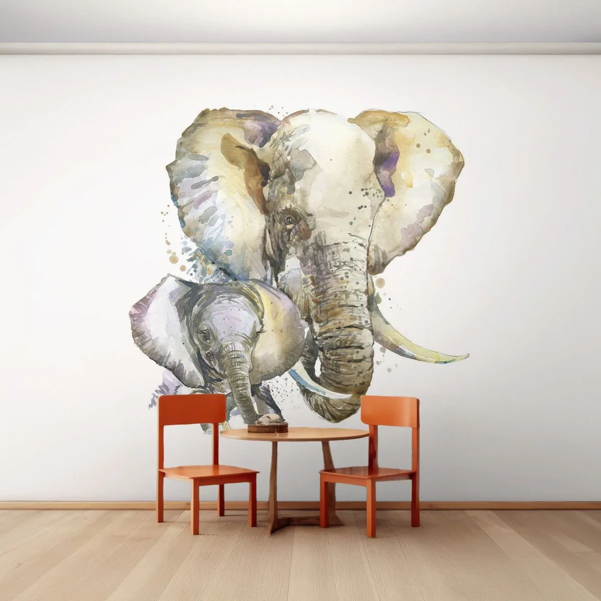 Fototapeta Premium Canvas - Najlepšie je u mamy - Zvieratá, Slon, Grafika - 250x175 cm