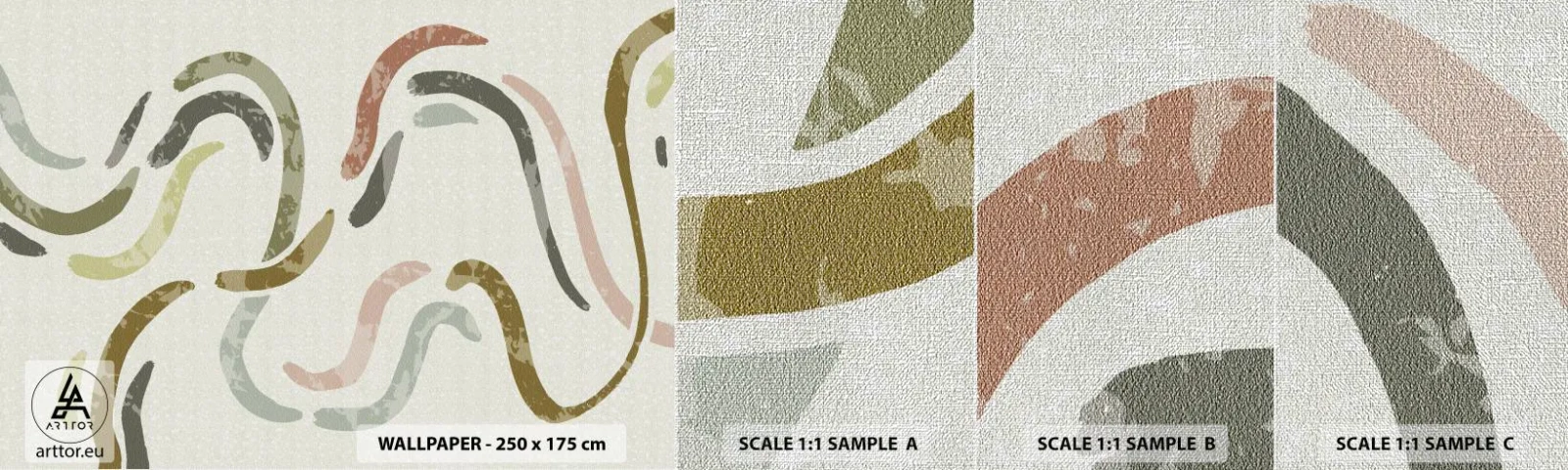 Vzorka fototapety Premium Canvas - Radostný tanec abstrakcie - Pastel, Minimalistický, Svetlý - 100x30 cm