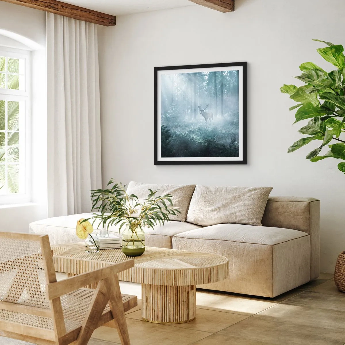 Plagát v čiernom ráme - Ranná obchôdzka sídliska - 40x40 cm