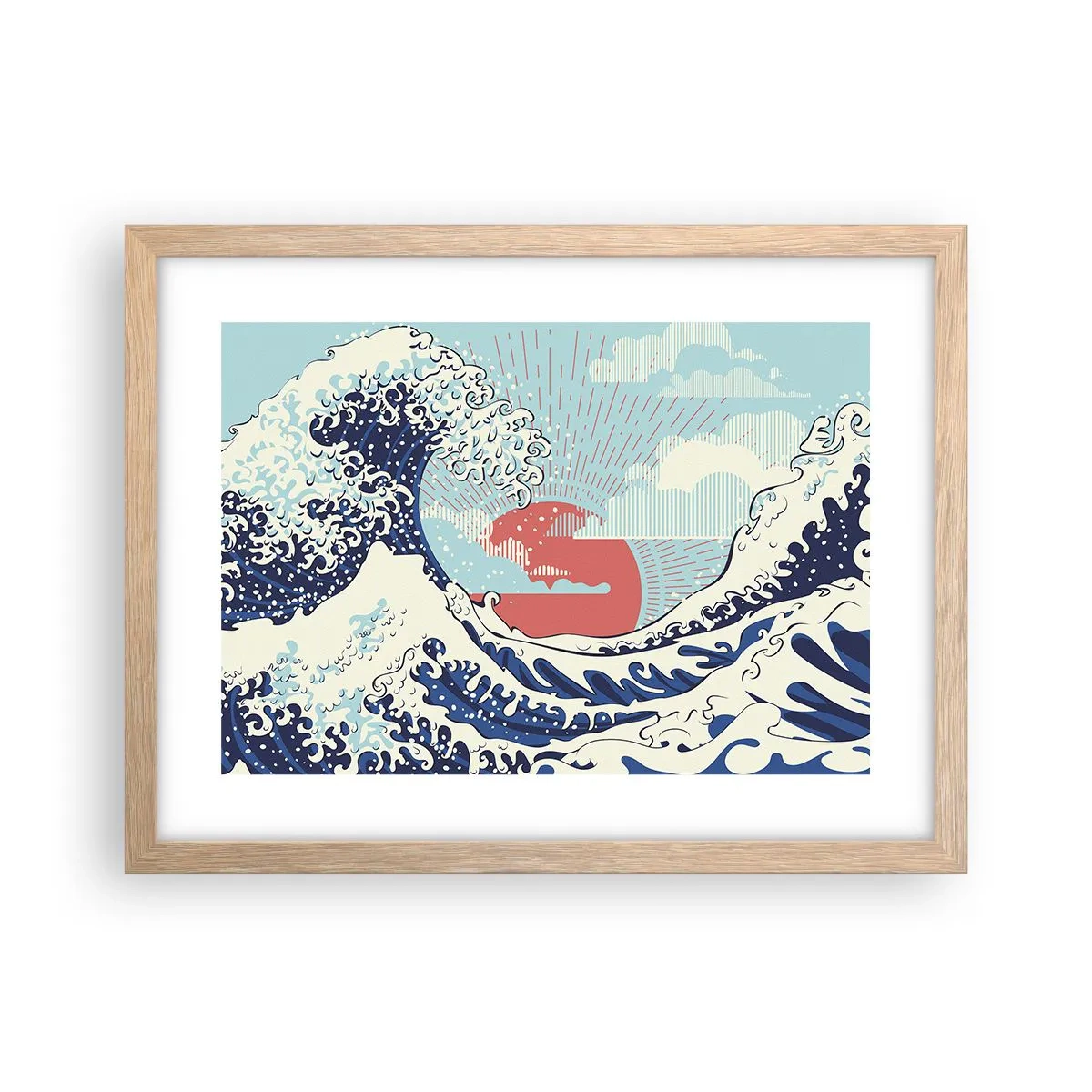 Plagát v ráme zo svetlého duba - Z japonských inšpirácií - 40x30 cm