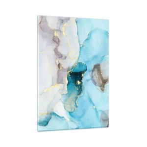 Obraz na skle - Štúdia o stretnutí šedej a tyrkysovej - 80x120 cm
