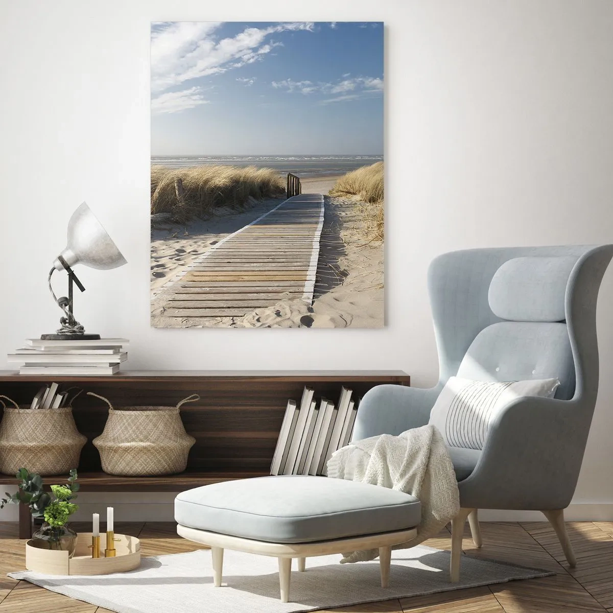 Obraz na skle - Za dunou, v šumení trávy - 50x70 cm