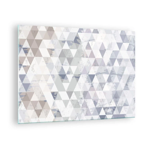 Obraz na skle - Geometrický trojuholníkový vzor v neutrálnych odtieňoch sivej a béžovej - 70x50cm - V rytme na tri - Moderná nástenná dekorácia do obývacej izby a spálne ARTTOR