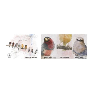 Vzorka fototapety Premium Canvas - Okrídlené stretnutie - Vtáky, Príroda, Grafika - 100x30 cm
