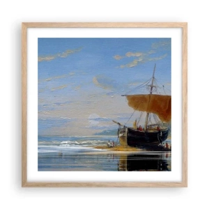 Plagát v ráme zo svetlého duba - Voda, zem, vzduch - 50x50 cm