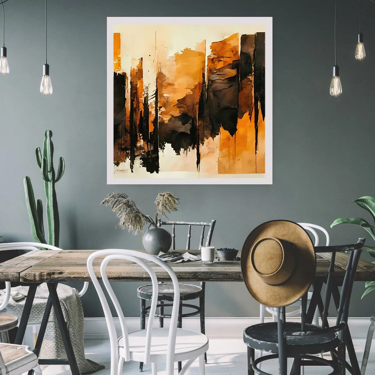 Plagát - Harmónia čiernej a zlatej - 60x60 cm