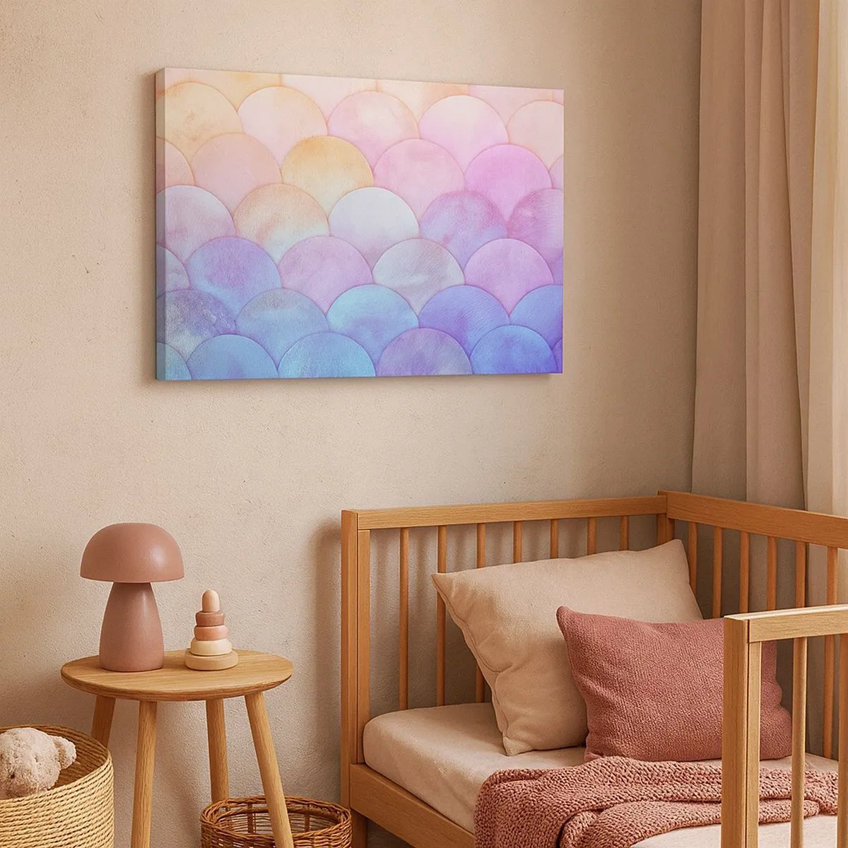 Obraz na plátne - Abstraktné váhy v pastelových odtieňoch - 70x50cm - Perleťová šupina - Moderná nástenná dekorácia do obývacej izby a spálne ARTTOR