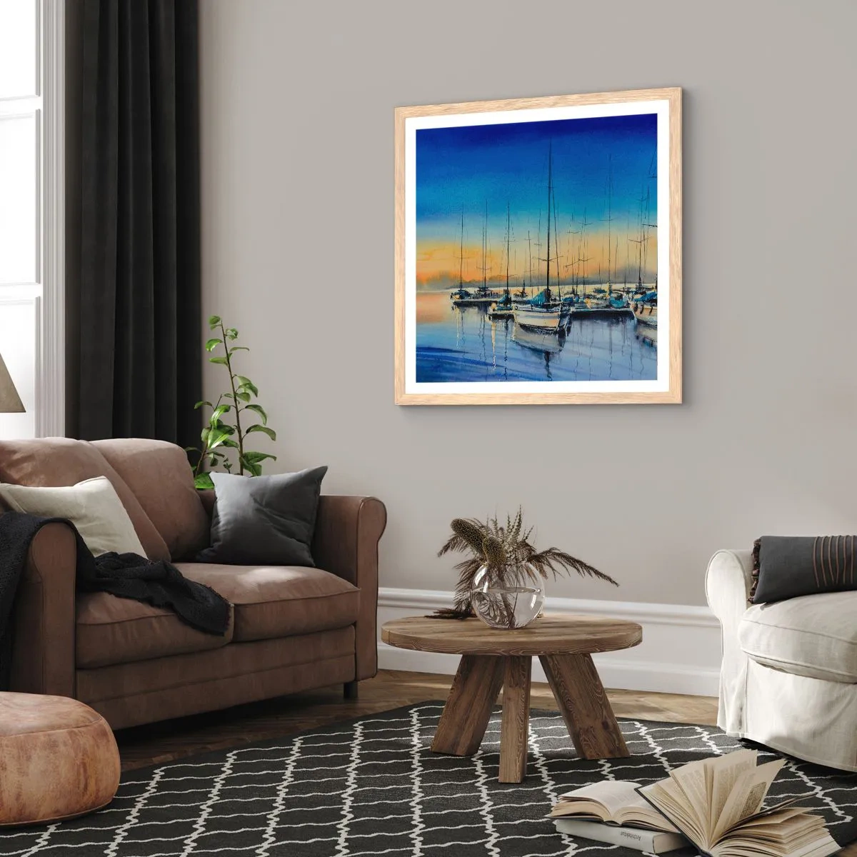 Plagát v ráme zo svetlého duba - Koniec dobrého dňa - 60x60 cm