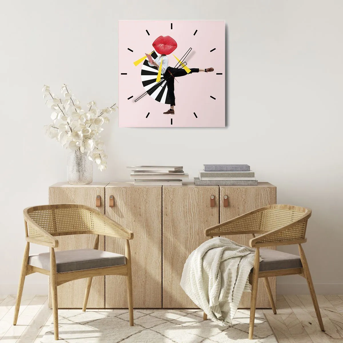 Nástenné hodiny - Surrealistický pop-art - 30x30 cm