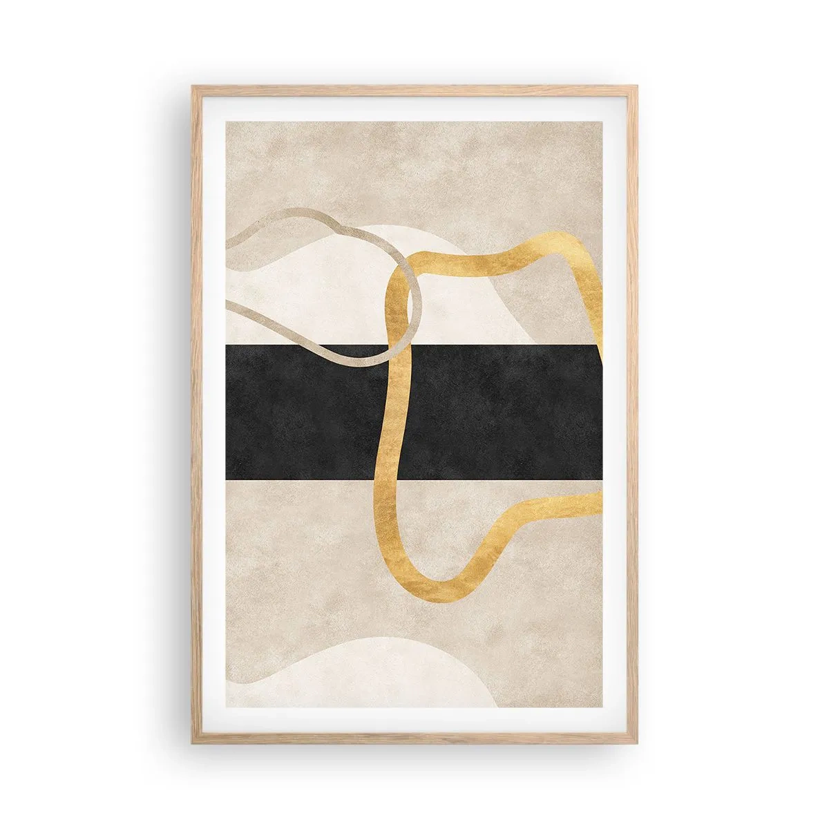 Plagát v ráme zo svetlého duba - Tvary v slučke - 61x91 cm