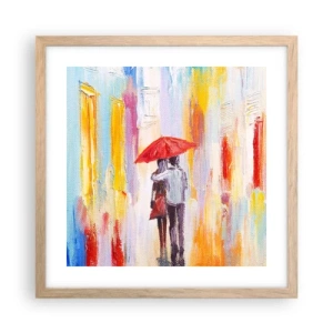 Plagát v ráme zo svetlého duba - Nech prší ďalej - 40x40 cm