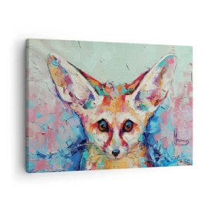 Obraz na plátne - Farebný portrét líšky feneka v štýle expresívnej maľby. - 70x50cm - Ste na mňa pripravení? - Moderná nástenná dekorácia do obývacej izby a spálne ARTTOR
