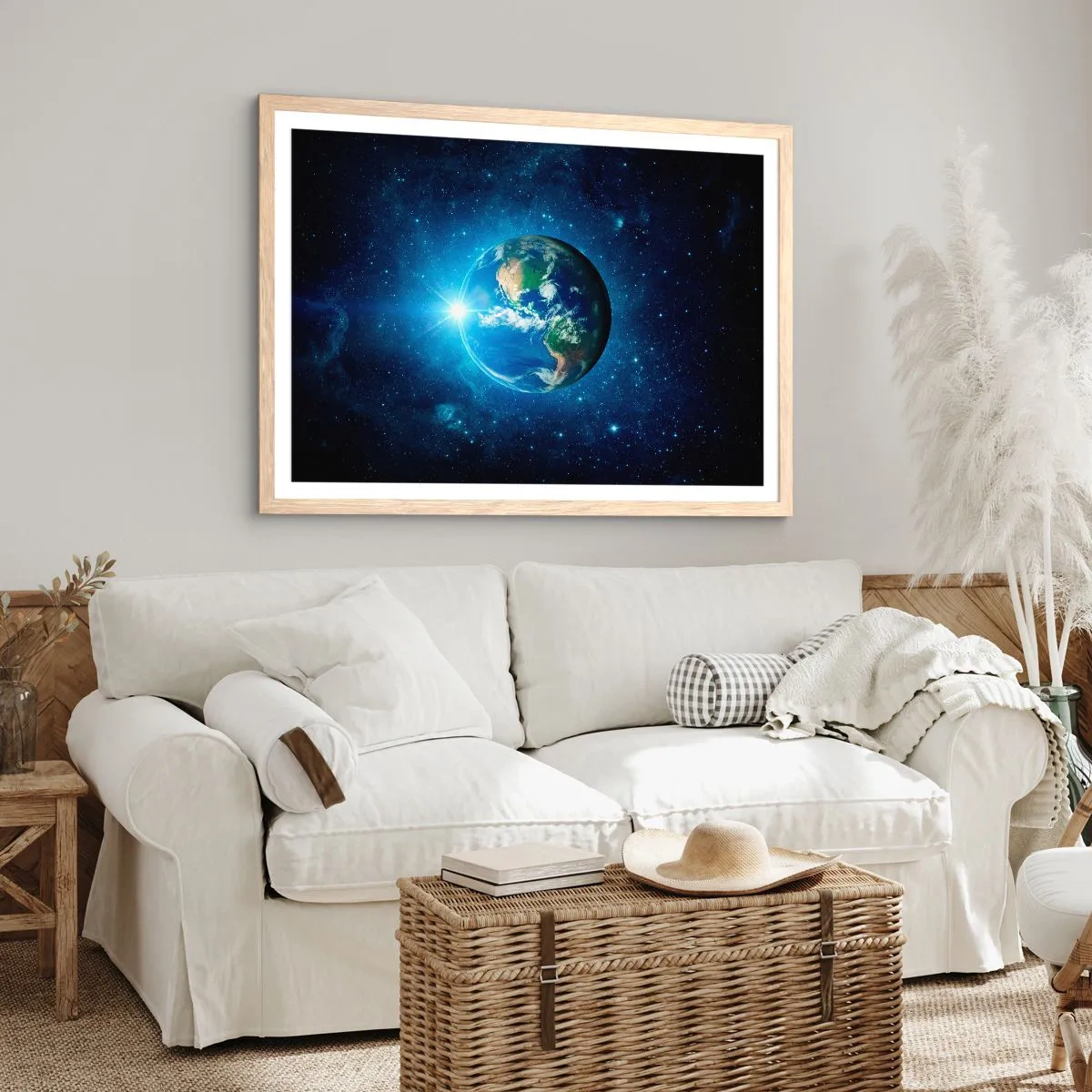 Plagát v ráme zo svetlého duba - Sme v nebi - 70x50 cm