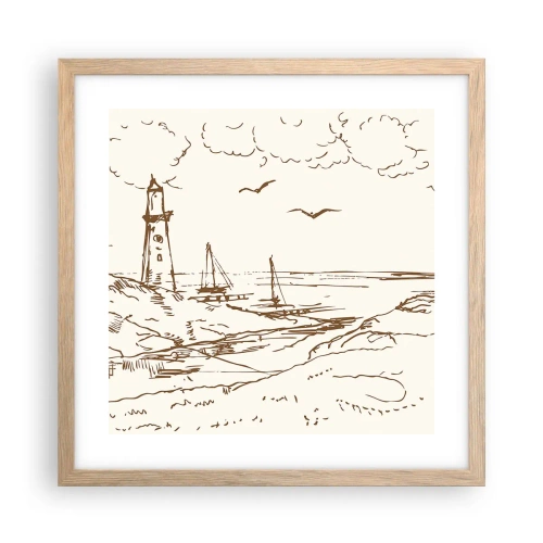 Plagát v ráme zo svetlého duba - Náčrt letných spomienok - 40x40 cm